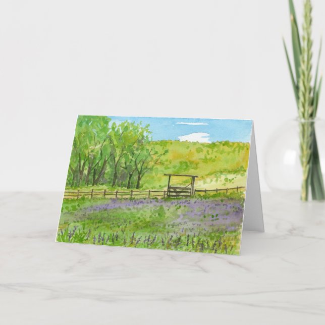 Carte Champ de ferme d'anniversaire Purple Lupines Aquar (Devant)