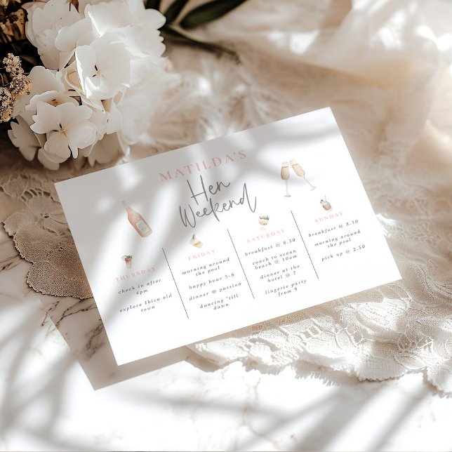 Carte Champagne de cocktail d'aquarelle en fin de semain (Créateur téléchargé)