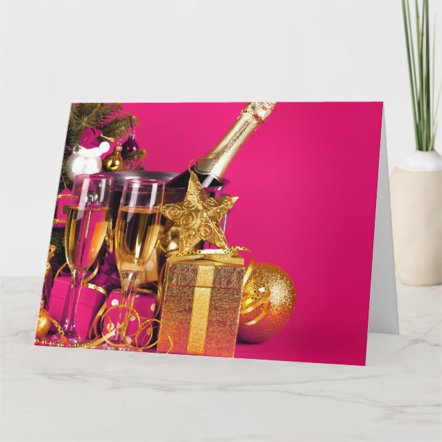 Carte Champagne et rose (Devant)