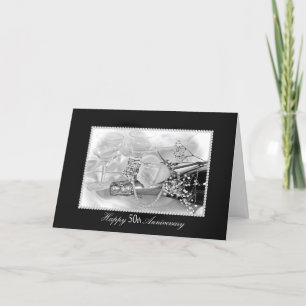 Carte Champagne et rose du 50e anniversaire