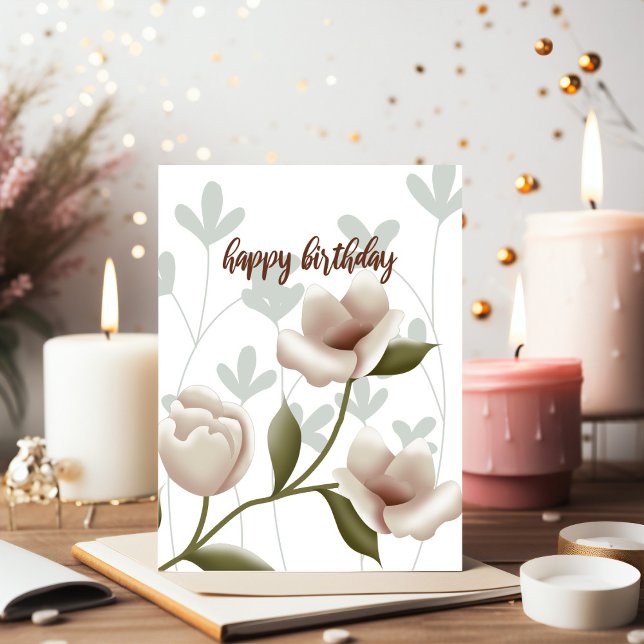 Carte Champagne Floral Birthday Card (Unique Birthday Cards: Geometric and Flat Art styles featuring florals, animals, and modern designs
)