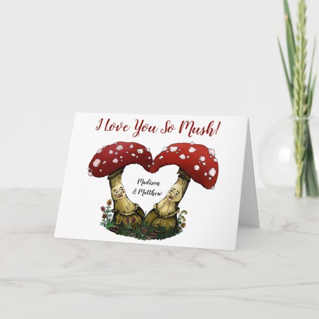 Carte Champignon Rouge Drôle de Blague Je t'aime Saint V (Devant)