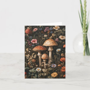 Carte Champignons Whimsical et Botanique Fleur sauvage
