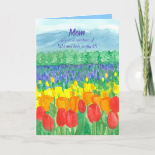 Carte Champs de fleurs de tulipes Joyeuse fête des Mères