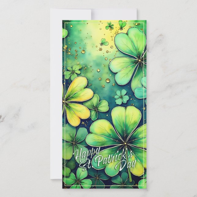 Carte Chance à la Saint-Patrick - Trèfles aquarelle 🍀✨ (Devant)