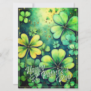 Carte Chance de la Saint Patrick - Shamrocks d'aquarelle