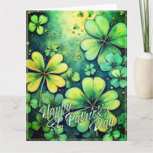 Carte Chance de la Saint-Patrick - Trèfles à l'aquarelle