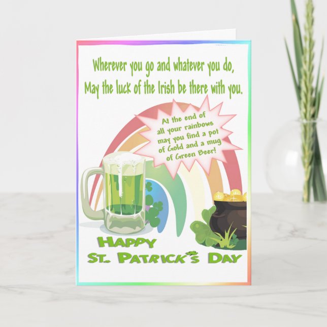 Carte Chance du pot d'or irlandais, arc-en-ciel, bière (Devant)