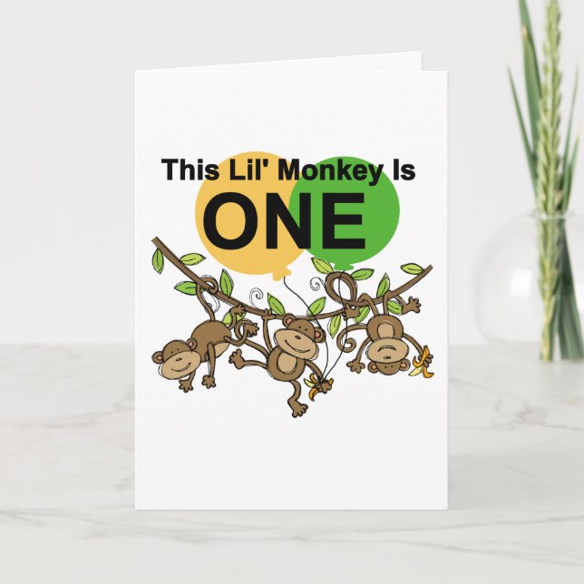 Carte Chandails et cadeaux 1er anniversaire des singes (Devant)