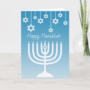Carte Chandelier bleu et blanc Joyeux Hanoukka