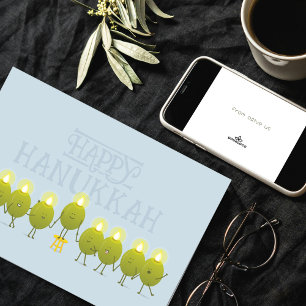 Carte Chandelier d'olives de Hanukkah Logo d'entrepris
