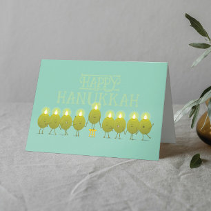 Carte Chandeliers de Hanukkah Olives, Groupe plié vert s