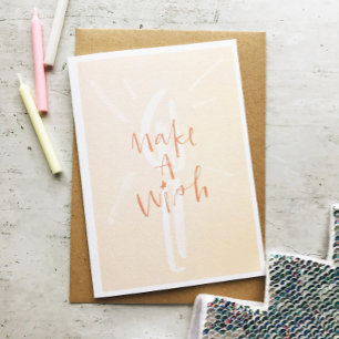 Carte Chandelle d'aquarelle rose pâle pour un anniversai