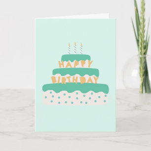 Carte Chandelle moderne Anniversaire Gâteau Pois Vert bl