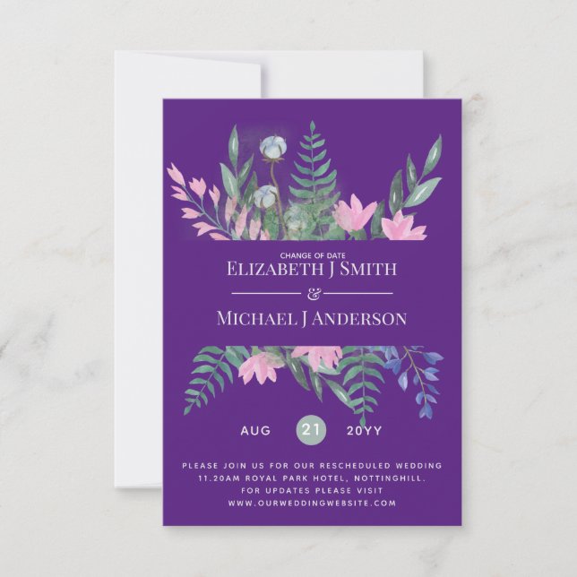 Carte Changement de date Plans Report Fleur sauvage Chic (Devant)
