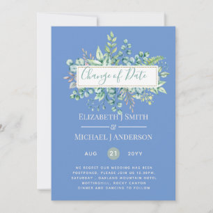 Carte Changement de plan Date Greenery Eucalyptus Event