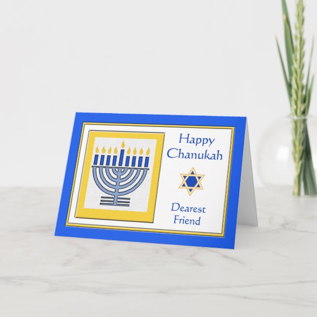 Carte Chanoukah ami le plus cher Menorah contemporaine (Devant)