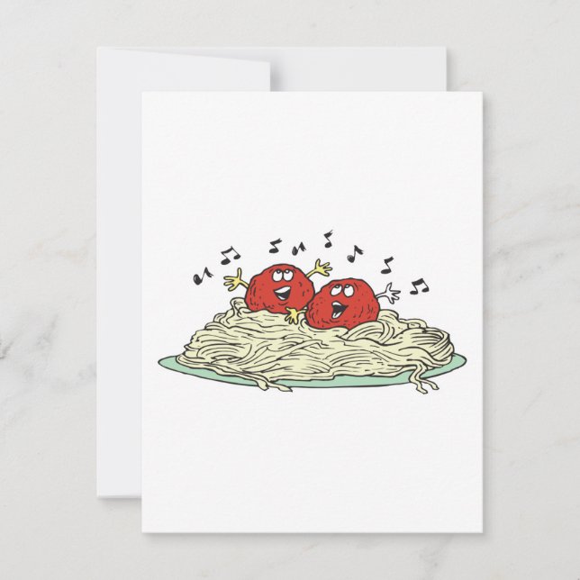 Carte chant des boulettes de viande sur spaghetti (Devant)