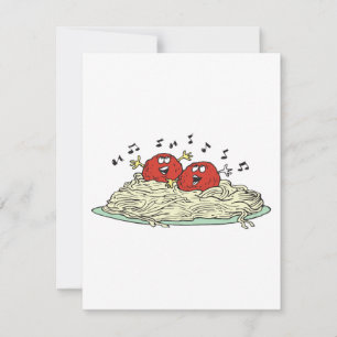 Carte chant des boulettes de viande sur spaghetti