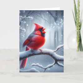 Carte Chanter Cardinal Sur La Branche D'Hiver Anniversai