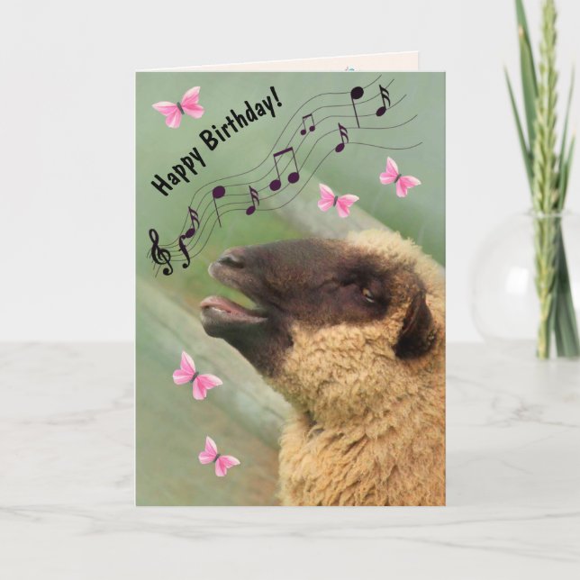 Carte Chanter des moutons Joyeux anniversaire (Devant)