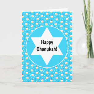 Carte Chanukah Jelly Doughnut Etoiles juives Snowflakes