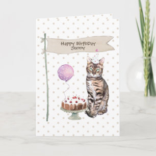Carte Chapeau de fête d'anniversaire de chat Bengal