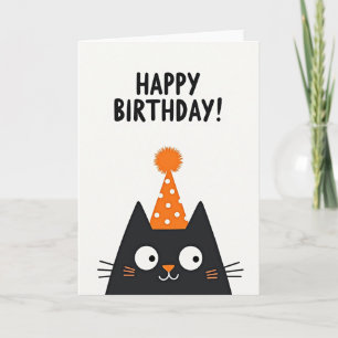 Carte Chapeau de Fête de Chat d'Anniversaire