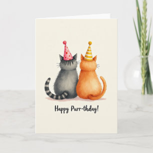Carte Chapeau de Fête des Amis Félin Joyeux