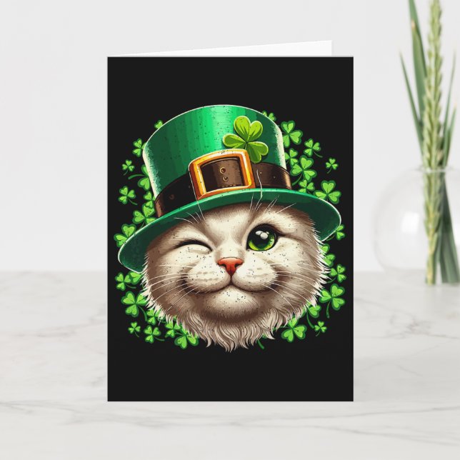 Carte Chapeau de lutin de chat Saint-Patrick jour Kitten (Devant)