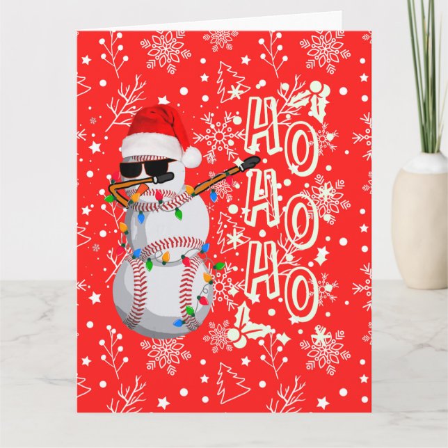 Carte Chapeau de Noël de baseball avec le Père Noël    (Devant)