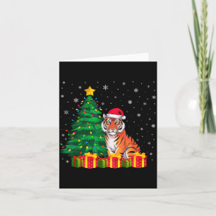 Carte Chapeau de Père Noël de Tigre du Bengale laid Lumi