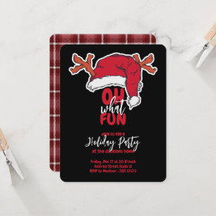Carte Chapeau de Père Noël et motif à carreaux pour fête