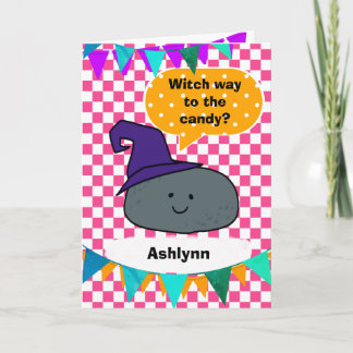 Carte Chapeau de Sorcière Mignon Personnalisé Halloween