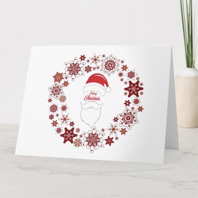 Carte Chapeau et barbe du Père Noël avec Joyeux Noël (Devant)