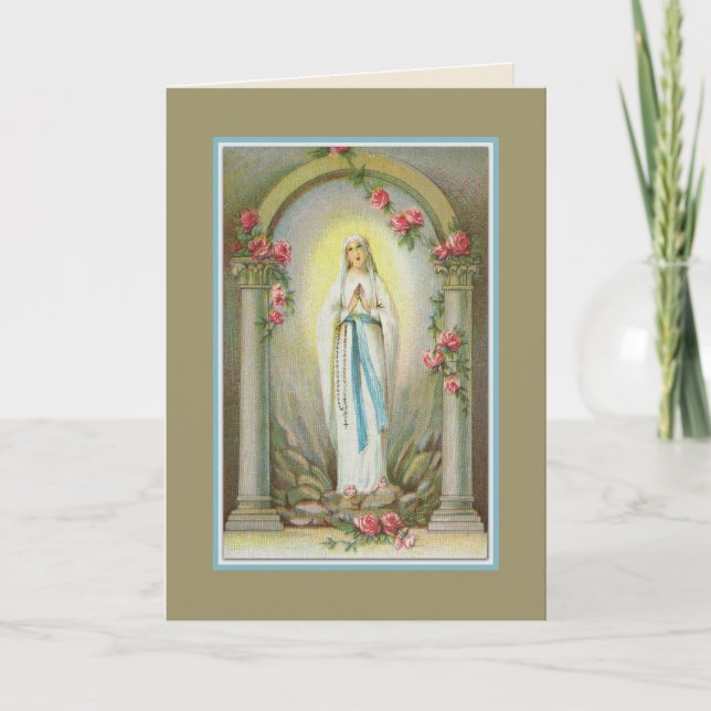Carte Chapelet saint béni par catholique de Vierge Marie (Devant)