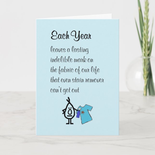 Carte Chaque Année, Un Poème D'Anniversaire Drôle (Devant)