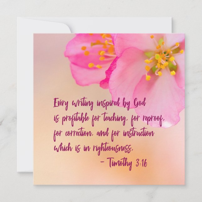 Carte Chaque Écriture Inspiré Par Dieu Christian Floral (Devant)