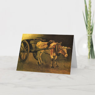 Carte Chariot avec bœuf rouge et blanc par Vincent van G