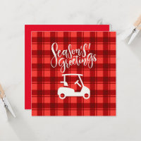 Chariot de golf avec salutation de saison sur roug