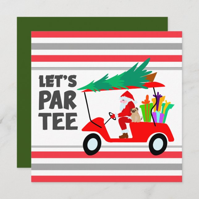 Carte Chariot de golf avec Santa Claus Let Par Tee Golfe (Devant / Derrière)