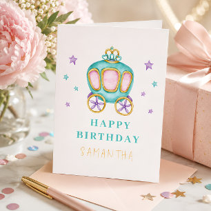 Carte Chariot de Princesse Pastel pour Anniversaire 