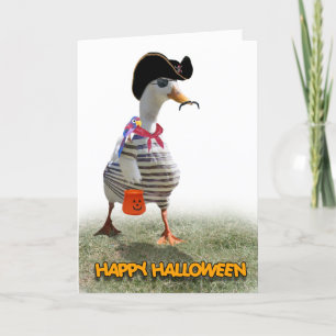 Carte Chariot d'Halloween ou traitement du canard pirate