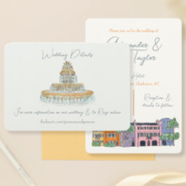 Carte Charleston Détails du Mariage Aquarelle