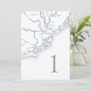 Carte Charleston SC Mariage Numéro de tableau Cart