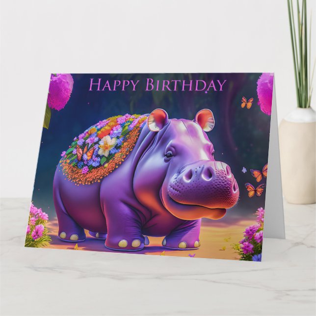 Carte Charmant hippotame pour son anniversaire (Devant)