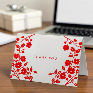 Carte Charmante Fleurs Rouges Folk Art Merci Personnalis