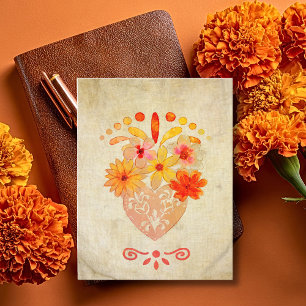 Carte Charme baroque mexicain du cœur floral sacré