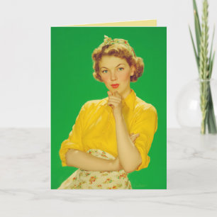 Carte Charme Rétro Femme Radieuse et Confiante