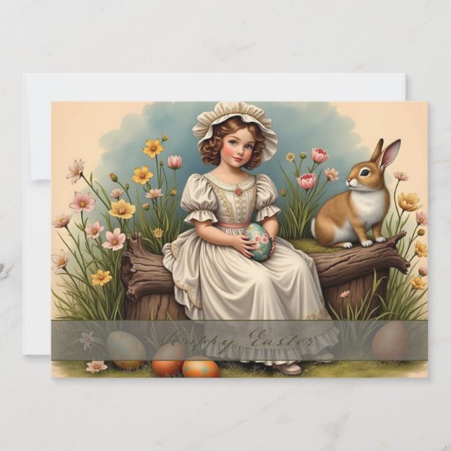 Carte Charme vintage de Pâques (Devant)